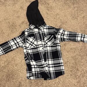 Volcom Kids Plaid Button Down Shirt with Hood